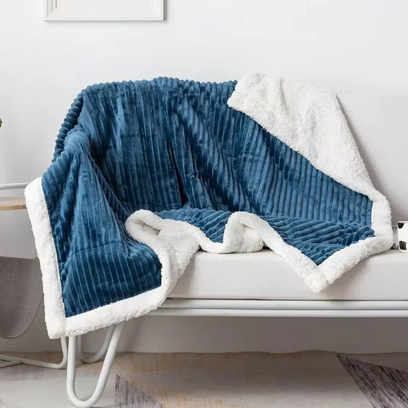 

Plain double lamb wool blanket summer flannel blanket three-dimensional design close-fitting soft blanket multi-purpose