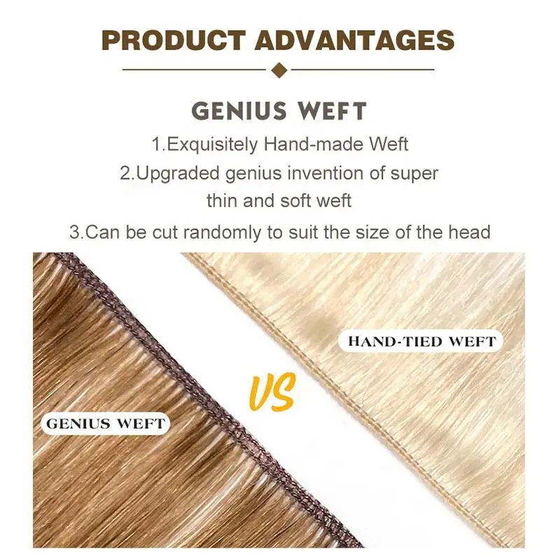 Genius-Bundles de cheveux humains droits vierges pour femmes, Extensions de cheveux, Double proximité, Document naturel, Vrais cheveux humains, Trame, 50G