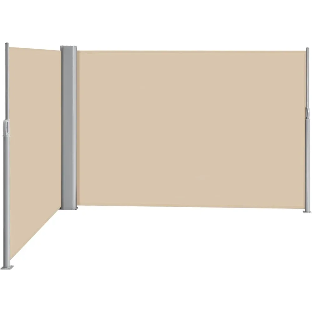 

236 x 71in Double Side Awning, Patio Retractable Side Screen Awning, Privacy Divider Screen w/ 220g/m² Polyester, Waterproof