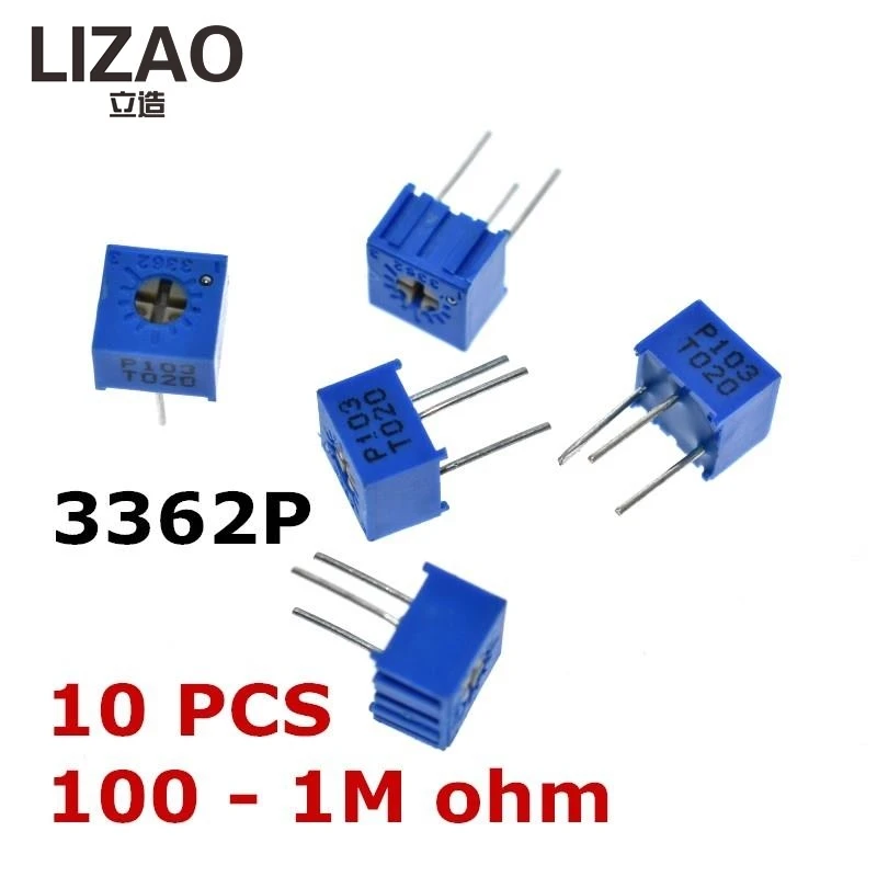 10PCS 3362P 101 201 501 102 202 502 103 203 503 104 204 504 105 Trimpo Trimmer Potentiometer 3362 500R 1K 2K 5K 10K 20K 50K 100K