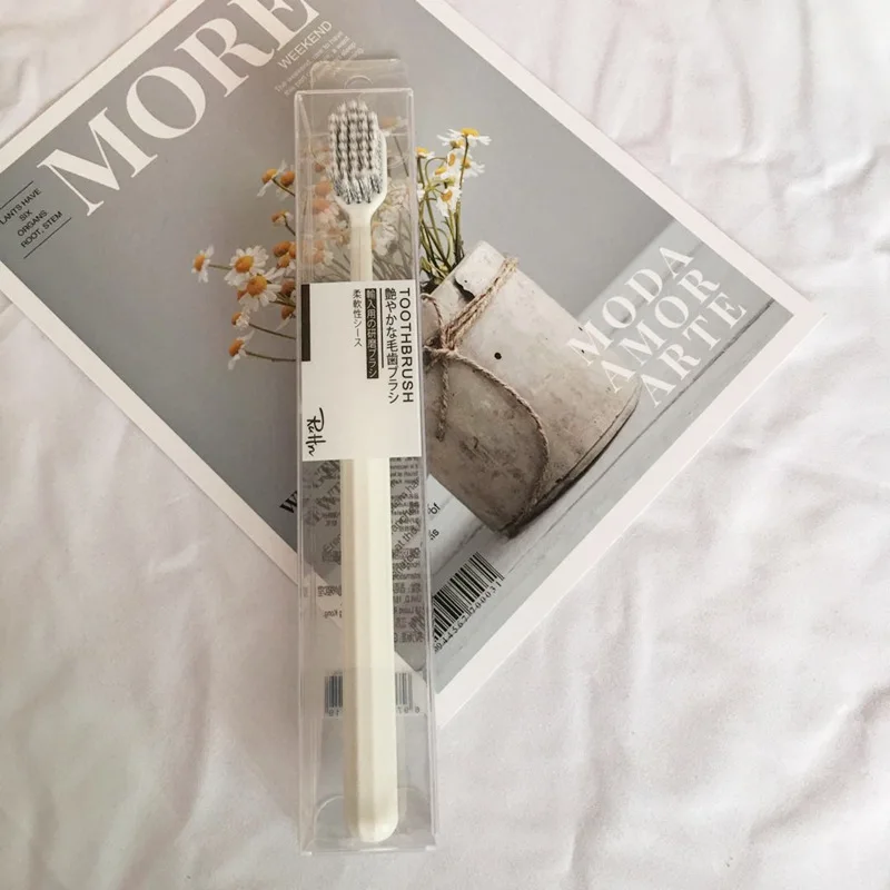 Spiral Wire Toothbrush Black and White Wide Head Soft Bristle Toothbrush Single Toothbrush