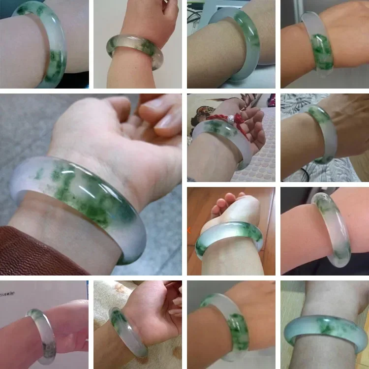 Pulseira de jade verde chinês 54-66mm joias charmosas acessórios de moda esculpidos à mão homem mulher sorte amuleto presentes p98