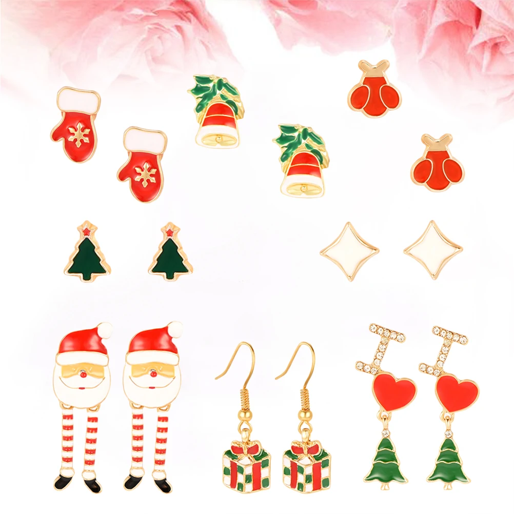 

Christmas Earrings Set Dangle Hook Festive Ear Jewelry Funny Unique Design Party Decoration Gift Alloy Material Safe Skin