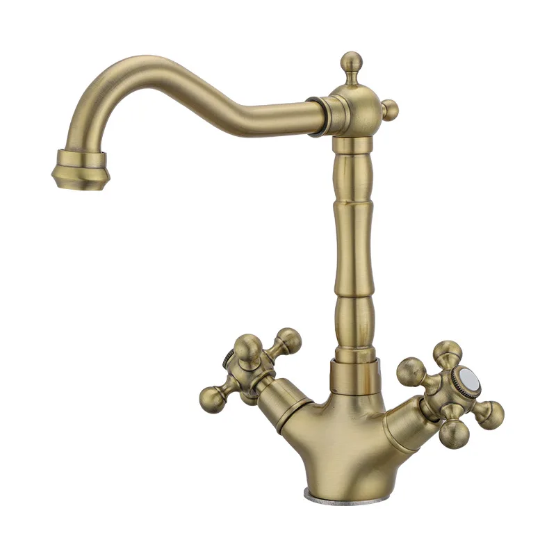 

2023 New Dual Handle Kitchen Tap Hot and Cold Sink Faucet Deck Mount