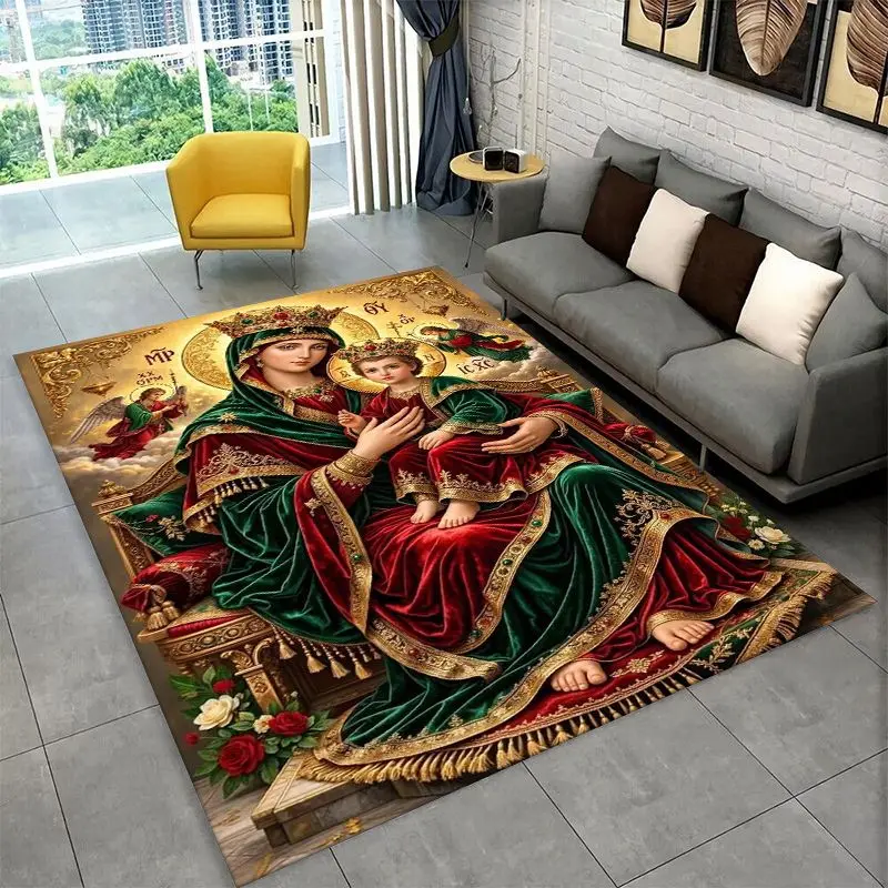 Virgin Mary Christian Faith Large Area Rug Non-slip Durable Carpet for Bedroom Living Room Sofa Doormat Home Decor Floor Mat