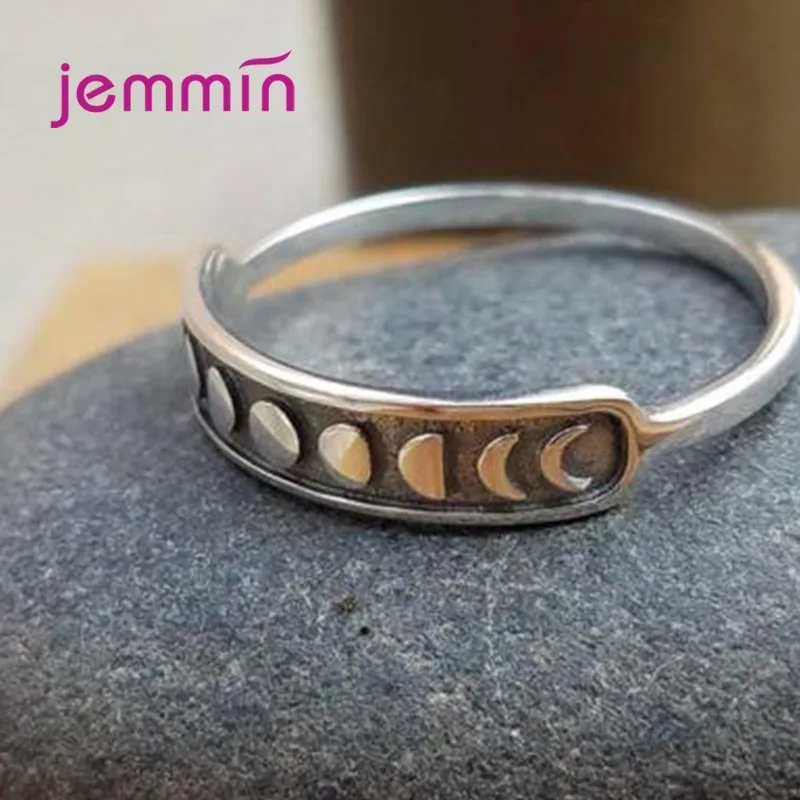 

Retro 925 Sterling Silver Moon Rings for Men and Women Wedding Band Men Finger Rings Female Bohemian Jewelry Gifts
