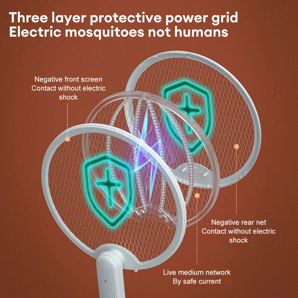 Raqueta eléctrica para mosquitos 4 en 1, matamoscas plegable, lámpara antimosquitos UV recargable, trampa para insectos y murciélagos para el hogar