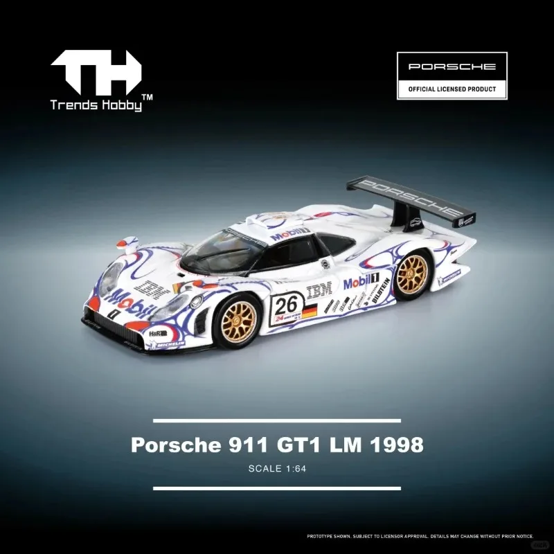اتجاهات هواية 1:64 بورش 911 GT1 LeMans 1998 سبيكة دييكاست سيارة لعبة مجسمة تحصيل #2