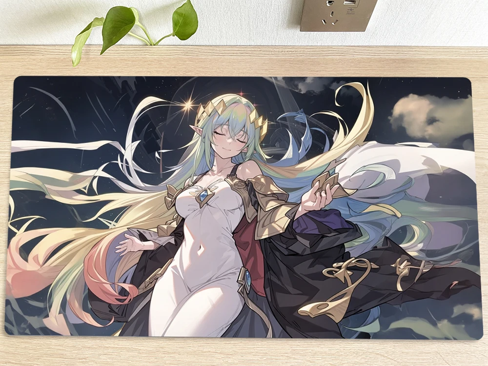 YuGiOh Girl Table Playmat The Weather Painter Rainbow TCG CCG Mat Trading Card Game Mouse Pad Gaming Play Mat 60x35cm Free Bag