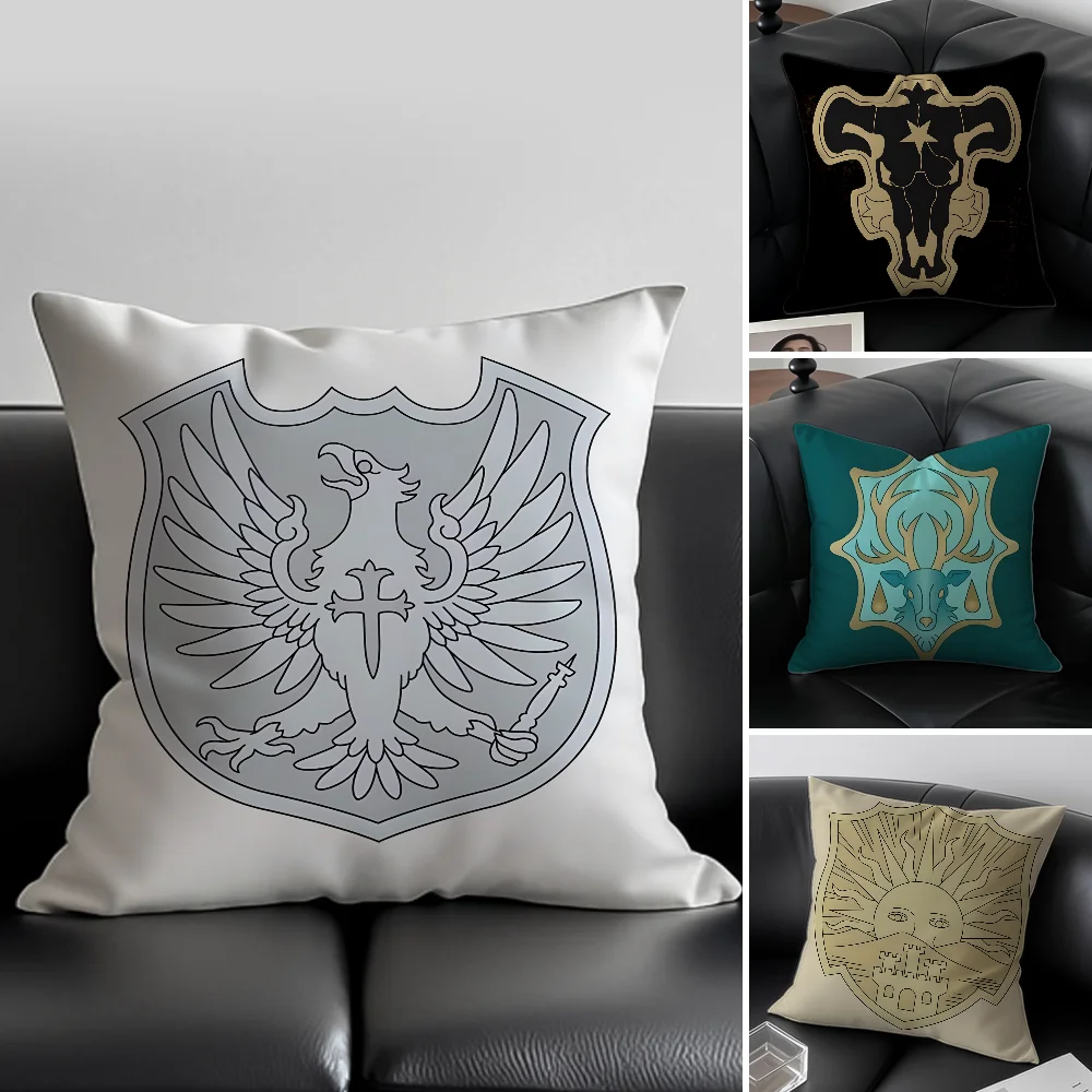 Hot Anime Cartoon Black Clover Pillow Case Anti-dustmite Pillowcase Invisible zipper silky short plush Sofa cushion cover