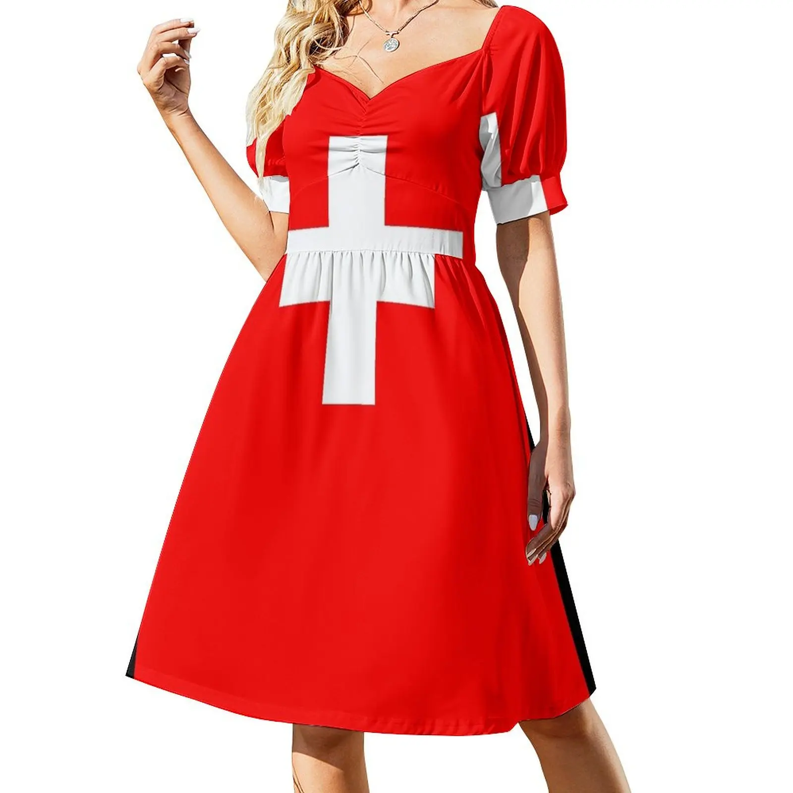 Flag of Switzerland Short Sleeved Dress summer dresses for women 2025 women's evening dresses Summer women's clothing Dress