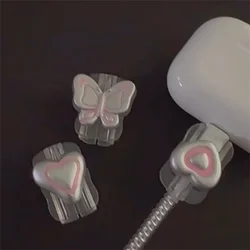 Korea Cute 3D Butterfly Strawberry Transparent Charger Protector Cover Charger Line Protectors Organizer Winder Protector Cover