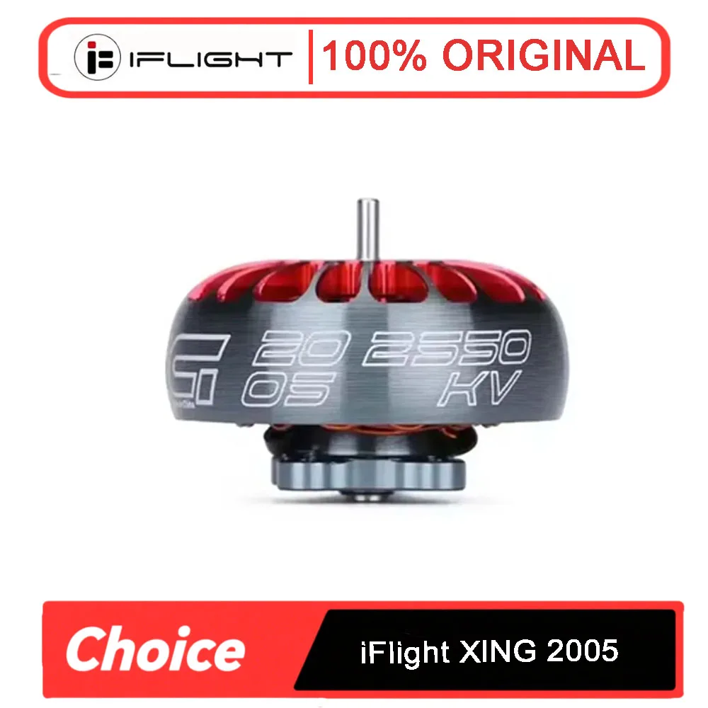 

iFlight XING 2005, бесщеточный двигатель FPV | 1900КВ/2550КВ 4-6С | Вал из титанового сплава 1,5 мм | Высокоскоростное соревнование для гонок на дронах