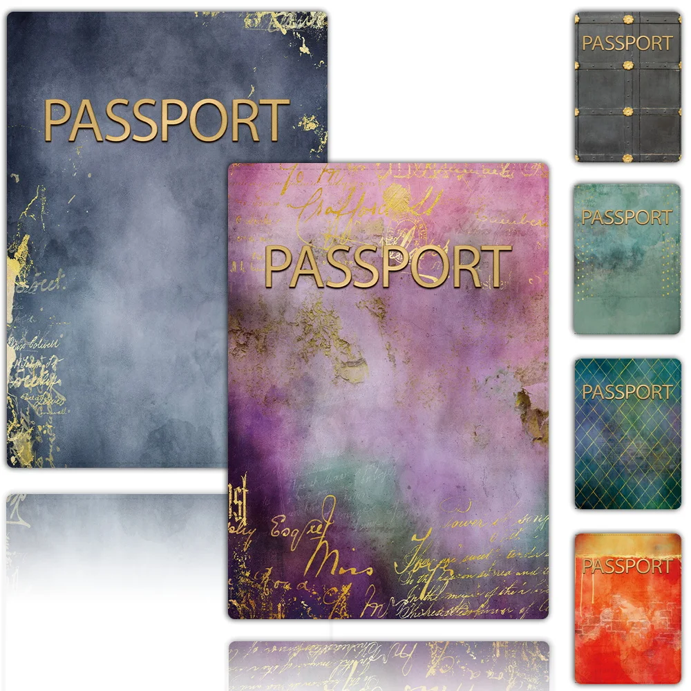 Passport Sleeve Unisex Waterproof Protector Cover Cred-Card Pu Leather Passport Secure Sleeve Background Series Storage Cover