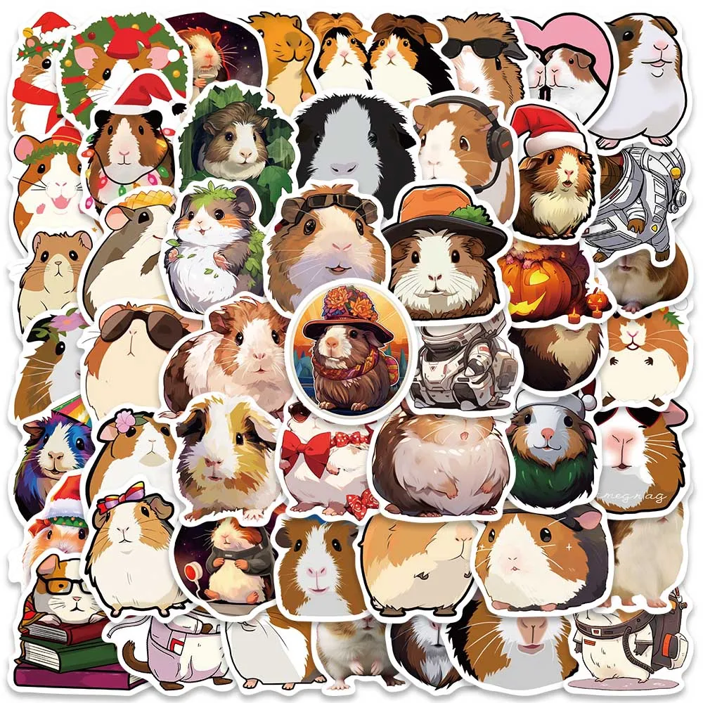 50pcs Guinea Pig Cavy Waterproof Graffiti Cute Cartoon Animals Stickers For Luggage Guitar Phone Diary Vinyl Laptop Decals