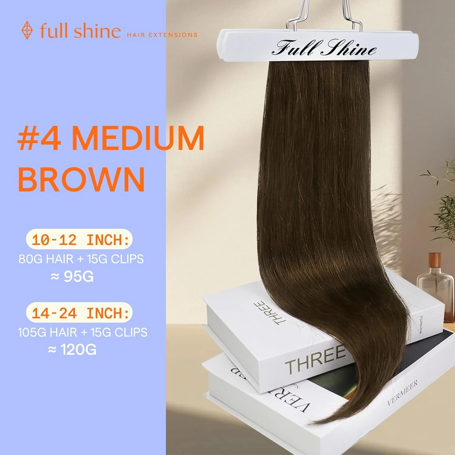 【Low price】Full Shine Clip in Hair Extensions Human Hair 7PCS 80G-105G Double Weft Hair Extensions Human Hair For Woman