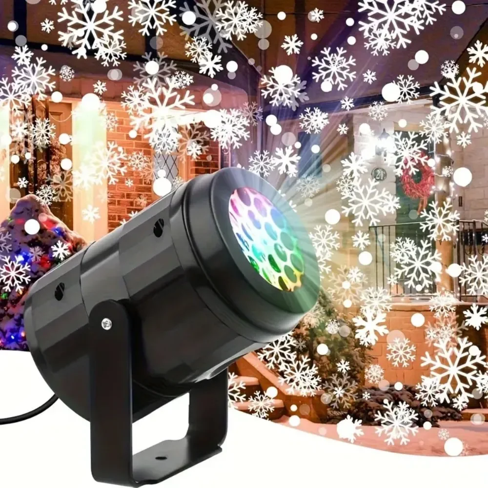 LED Schneeflocken-Weihnachtsprojektorlampe USB-betriebene Schneeprojektionsleuchte 360 ° Verstellbare Weihnachtsdekoration für Haus, Garten und Hof – Detail 2