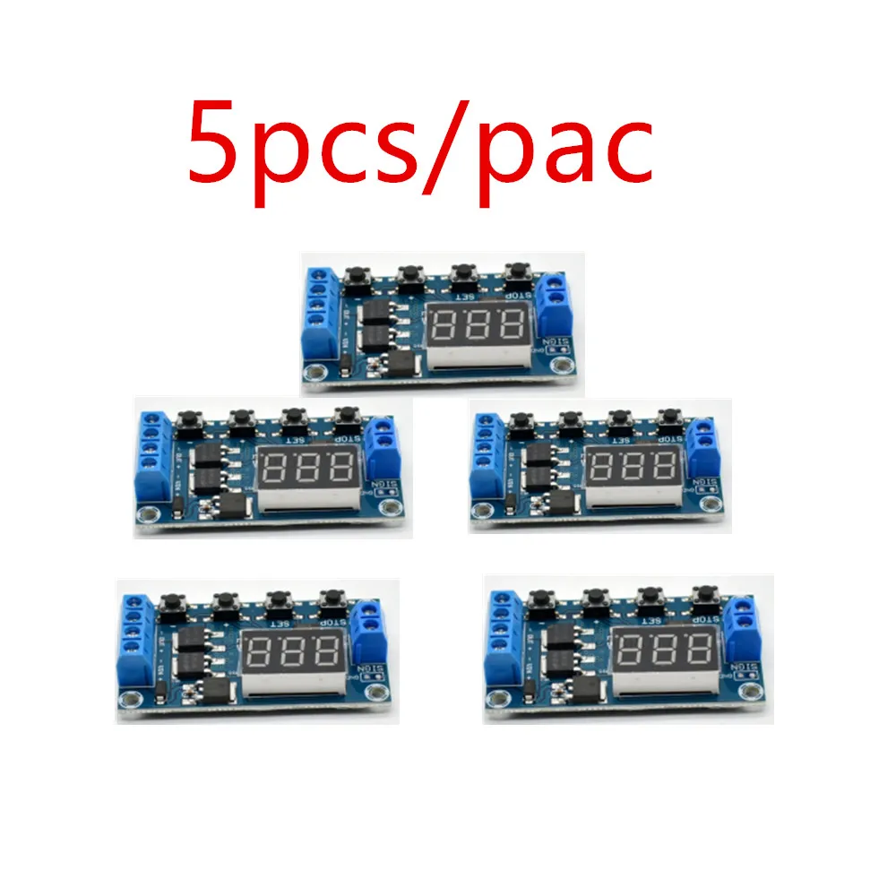 A package of five trigger cycle timing delay switch circuits dual MOS tube control board replaces relay module 12V 24V [24574] L