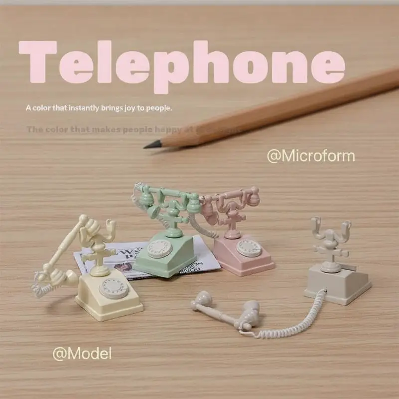 1:12 Dollhouse Mini Simulation Telephone Retro Mini Phone Model Durable Fine Workmanship for Dollhouse Scene Decor Hobby