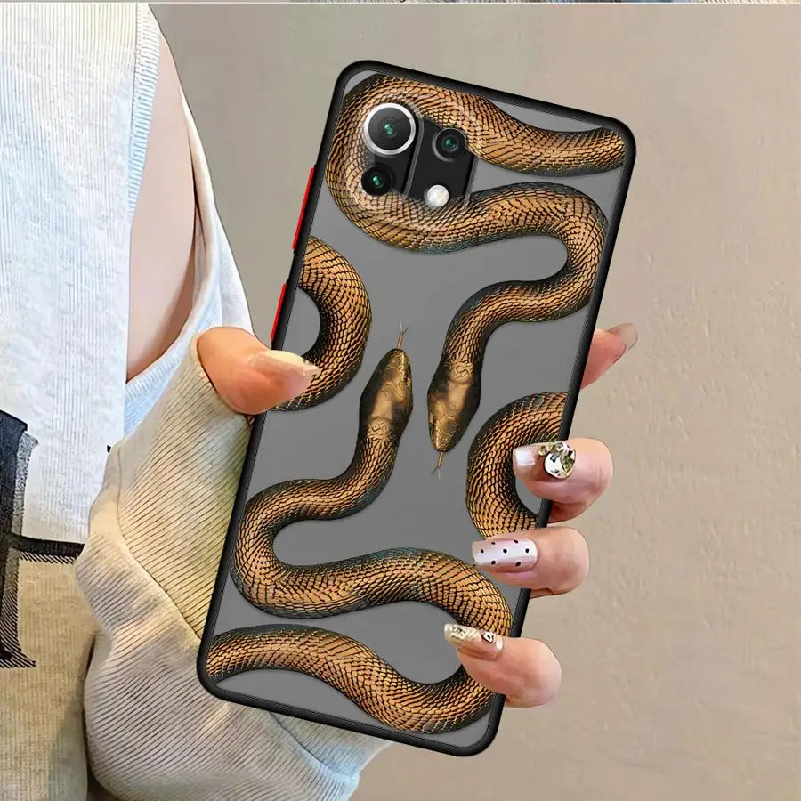Casing untuk Xiaomi Mi 13 11 Lite 12x 12T 11T 10T 14 13 Pro Penutup Belakang Ponsel Mewah Motif Ular