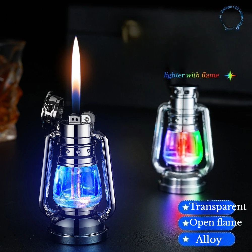 Retro Grinding Wheel Lighter, Old-fashioned Portable Camping Tent Lamp, Windproof Open Flame, New Men's Cigarette Lighter