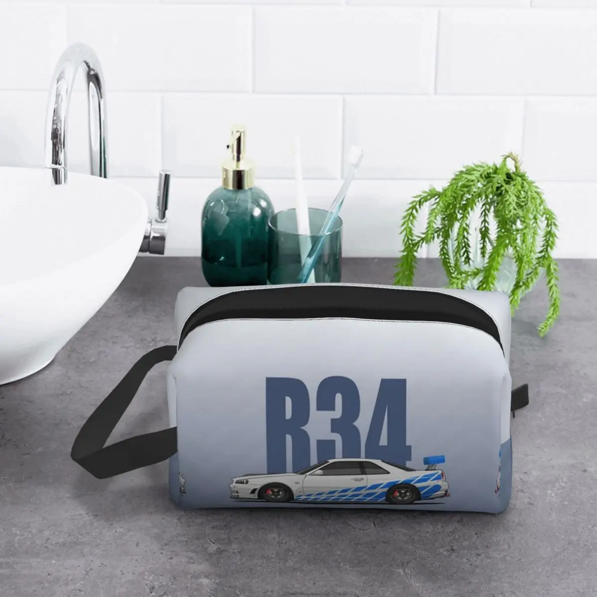 حقيبة مكياج Skyline GTR R34، منظم مستحضرات التجميل، مجموعة أدوات التخزين، حقيبة مستحضرات التجميل للنساء، مقلمة للسفر