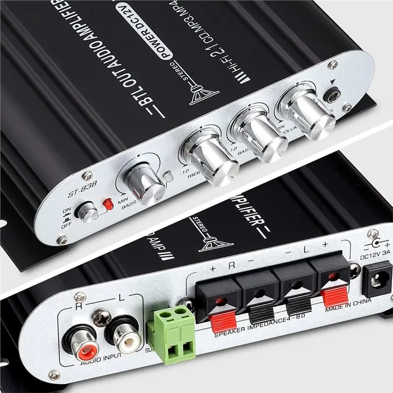 PHILE-Car Home ST-838 Hifi 2.1 canais amplificador de áudio Bluetooth 80Wx2 estéreo e amplificador de som agudo reprodutor de mídia