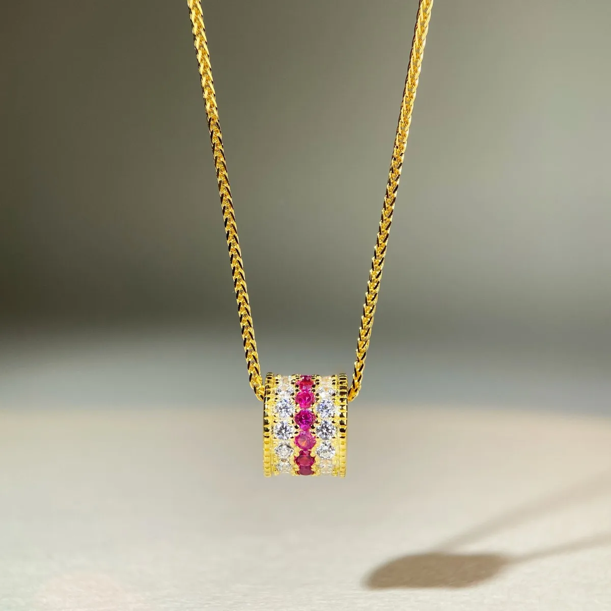 9999 24K real gold flashing rose luxury style set high-end retro classic style row ring necklace pendant
