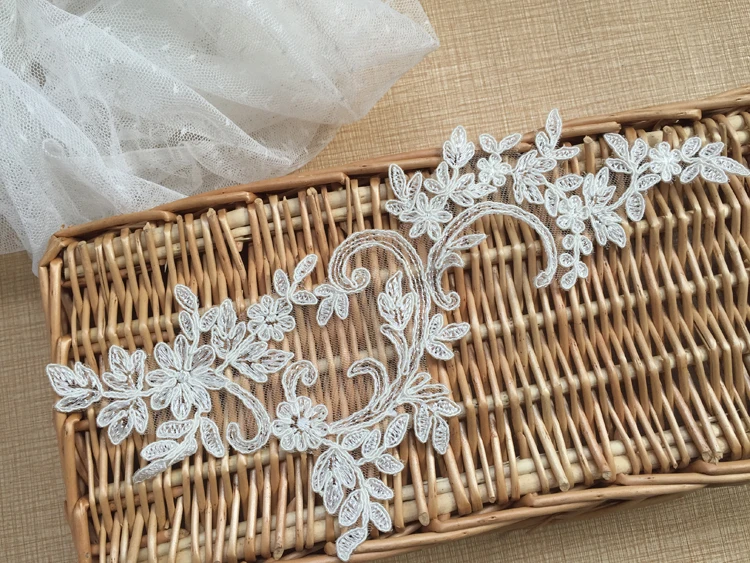 Unique Pattern Flower Embroidery Car Bone Floral Appliqué Medallions For Bridal Dress Accessories Wedding veil