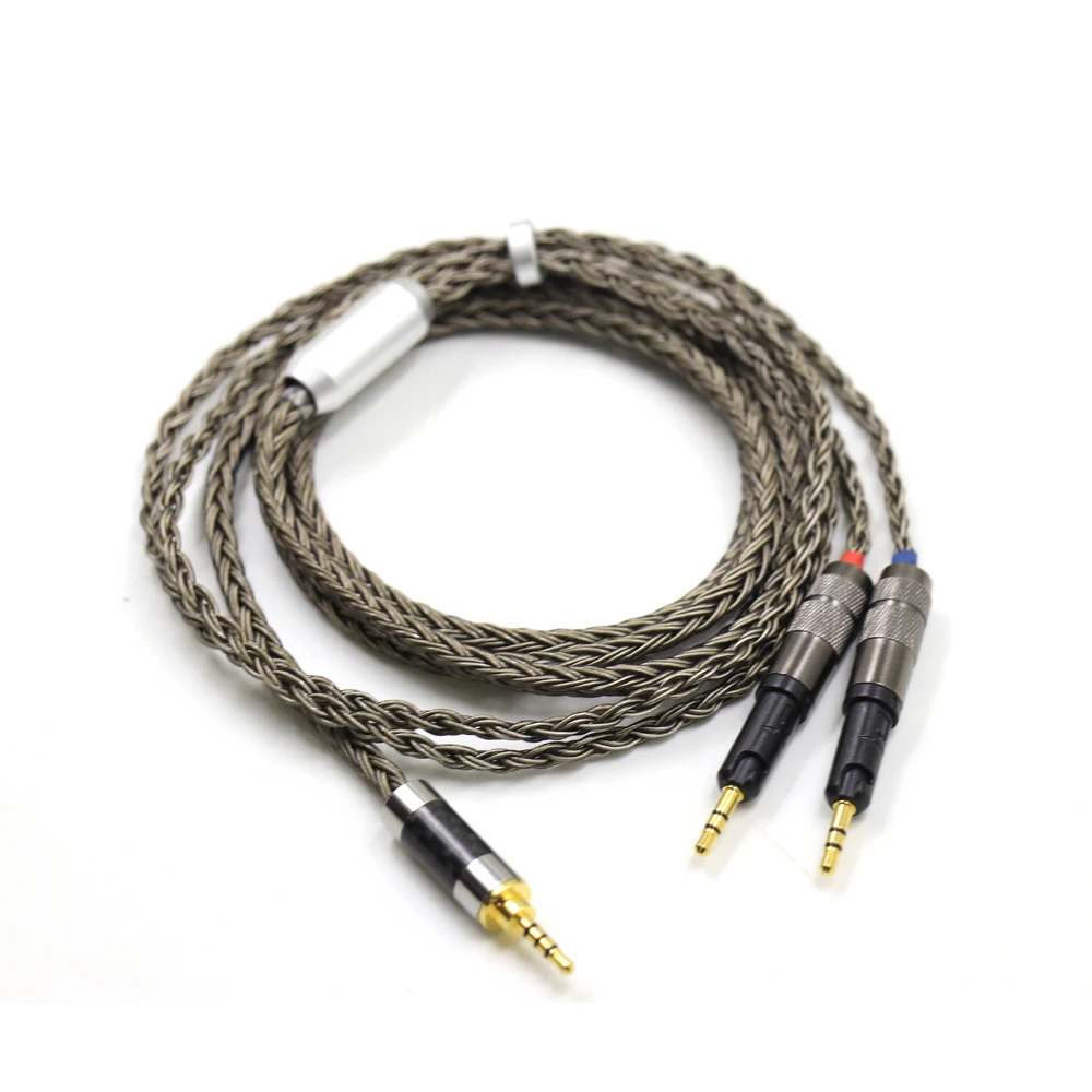 High Quality 6.35mm 4.4mm 2.5mm 16 Core 7N OCC  Black Braided Earphone Headphone Cable For Audio-Technica ATH-R70X