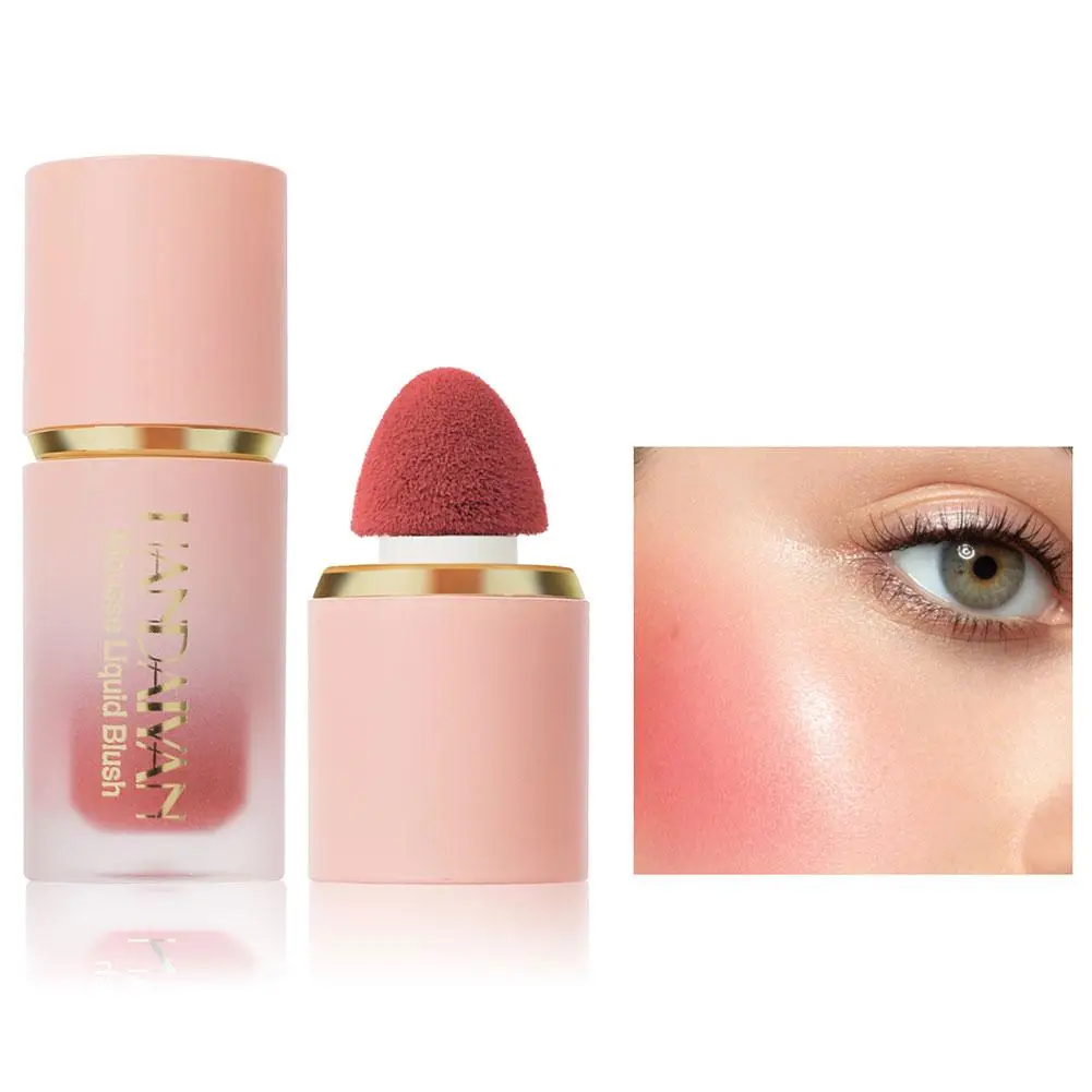 6.5ml Matte Velvet Face Liquid Blusher Smooth Natural Cheek Sponge Highlighter Stick Head Eye Rouge Blush J0S7