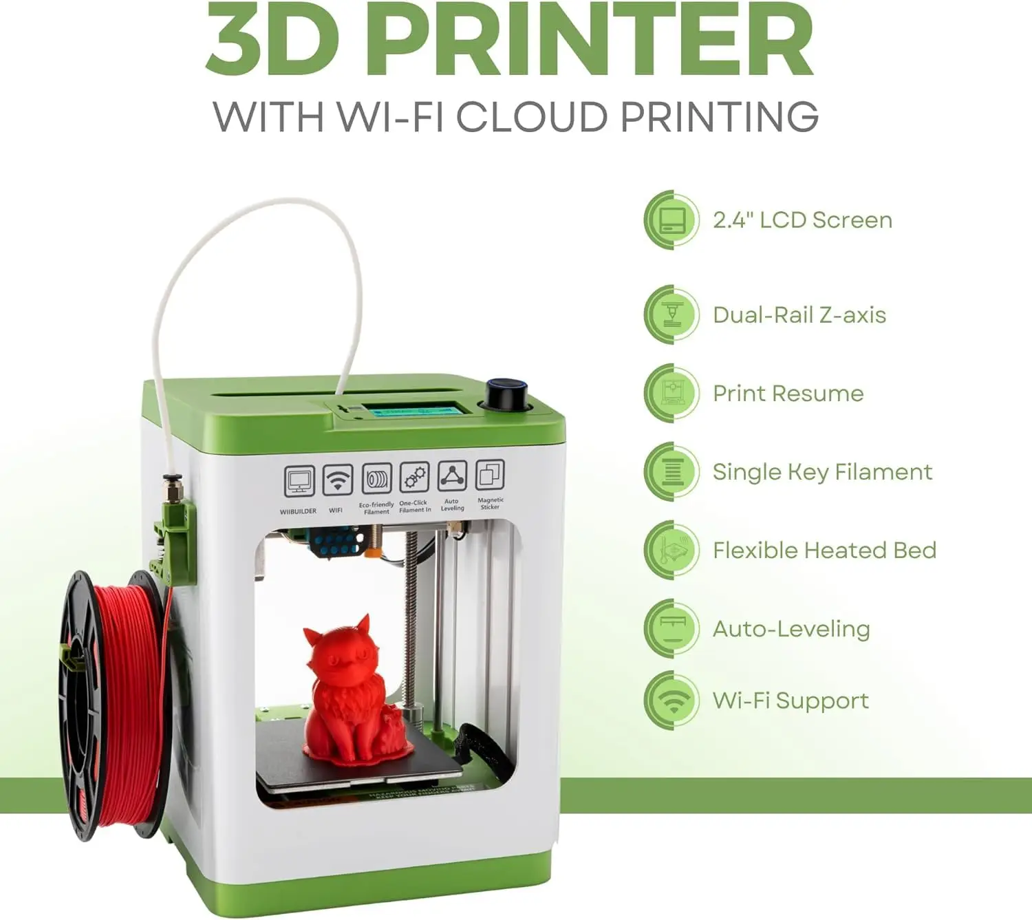 Fully Assembled Mini 3D Printer for Kids and Beginners Complete Starter Kit with Auto Leveling 3D Printing Machine 10M PLA