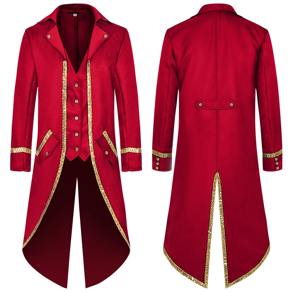 

New Fashion Sequin Plus Size Tailcoat Men Medieval Vintage Jacket Classic Halloween Cosplay Costume Renaissance Steampunk Coat