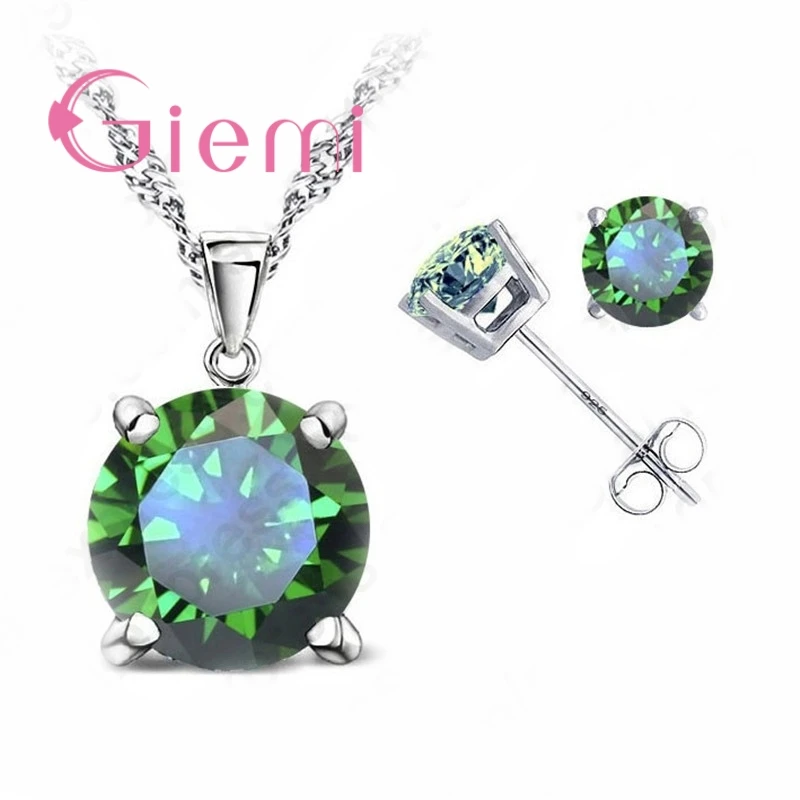 925 Sterling Silver Cubic Zirconia Stud Earrings, 8 Colors