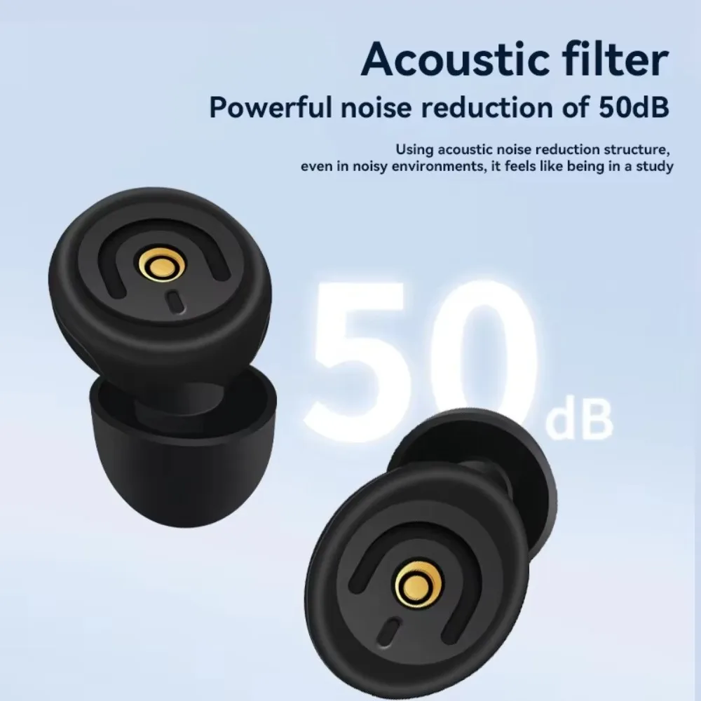 1 Set 50dB Anti Noise Earplugs with Storage Box Portable Noise Reduction Earplugs Reusable Ultra-quiet