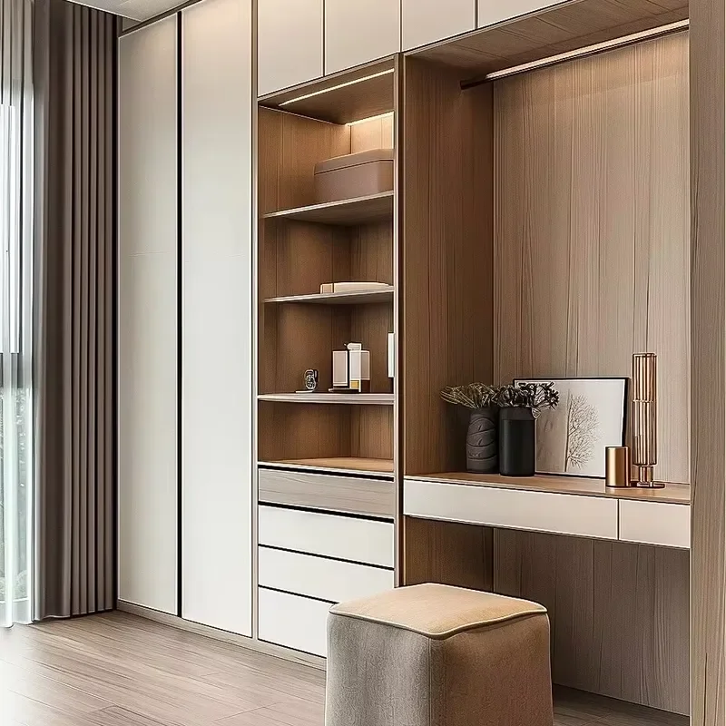 Custom Solid Wood Modern Freestanding Wardrobe with Eco-Friendly Design Durable Build Easy Assembly for Bedroom Storage