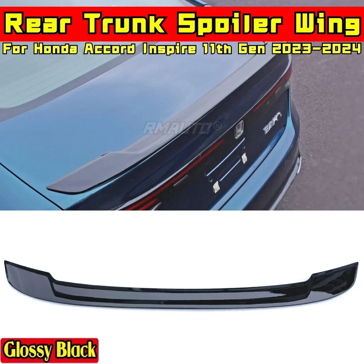 For Honda Accord 11th Gen 2023-2024 Body Kit Rear Roof Spoiler Glossy Black Sport Style Rear Trunk Wing Car Accessories