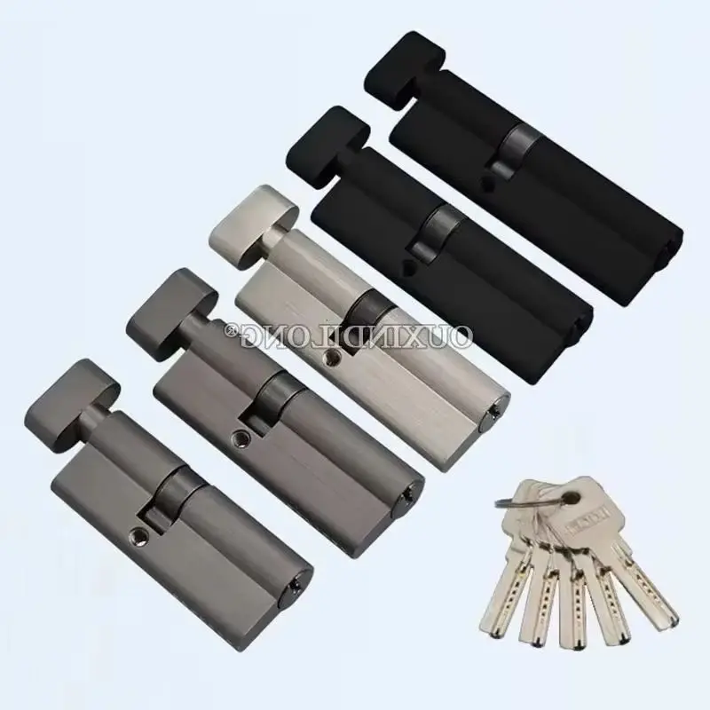 European 1PCS Solid Brass Mortise Door Lock Cylinder Single Open Partiality Door Lock Core Lock Gall Repair Parts+5 Keys