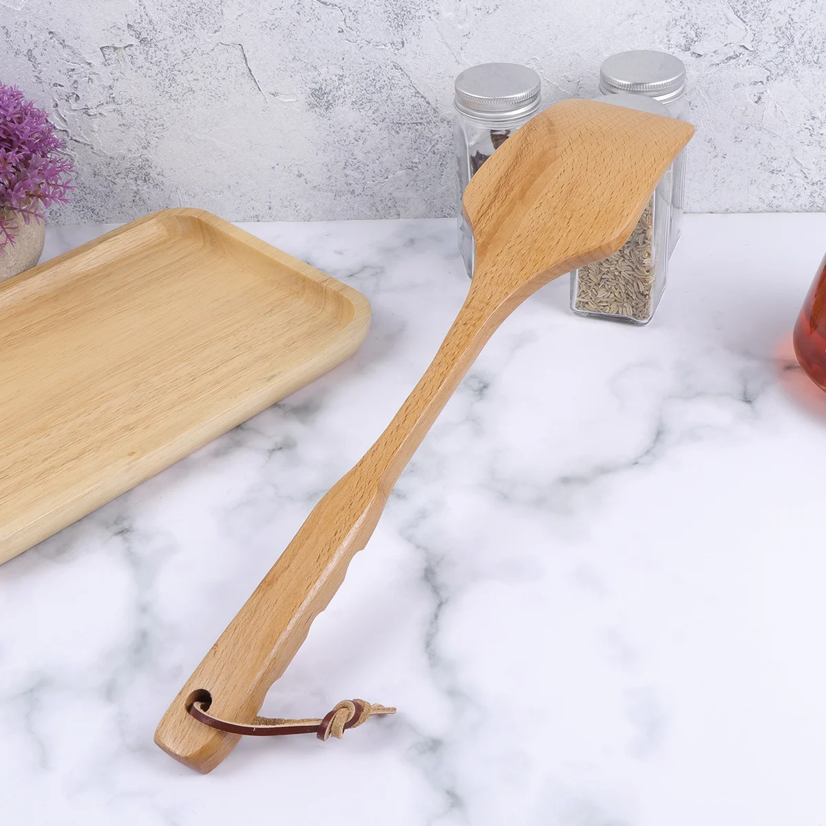 

Premium Beech Wood Cooking Shovel Heat Resistant Wooden Kitchen Utensil Perfect for Cooking Mixing and Catering
