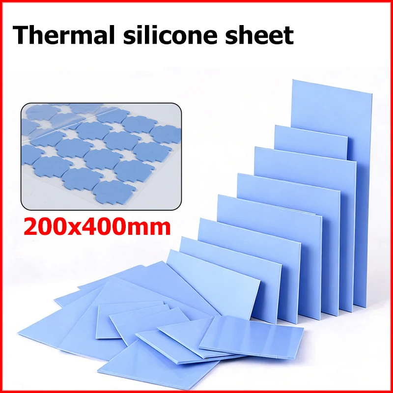 0.3/0.5/1/1.5/2/2.5/3/3.5/4/4.5/5/6/78mm  Resfriamento Silicone Thermal Silicone Sheet Para Dissipador  Laptop CPU LED Cooler
