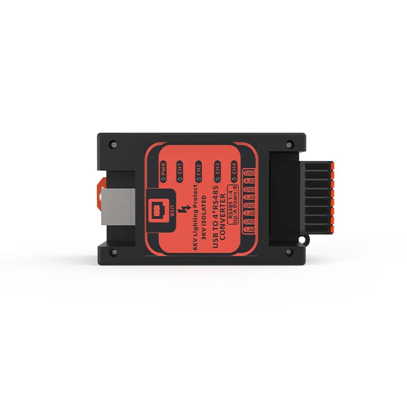 ราคาที่ดีที่สุดตัวแปลง USB Type-B อุตสาหกรรมเป็น 4 พอร์ต RS485 พร้อมการแยก 3KV และการป้องกันฟ้าผ่า 6KV