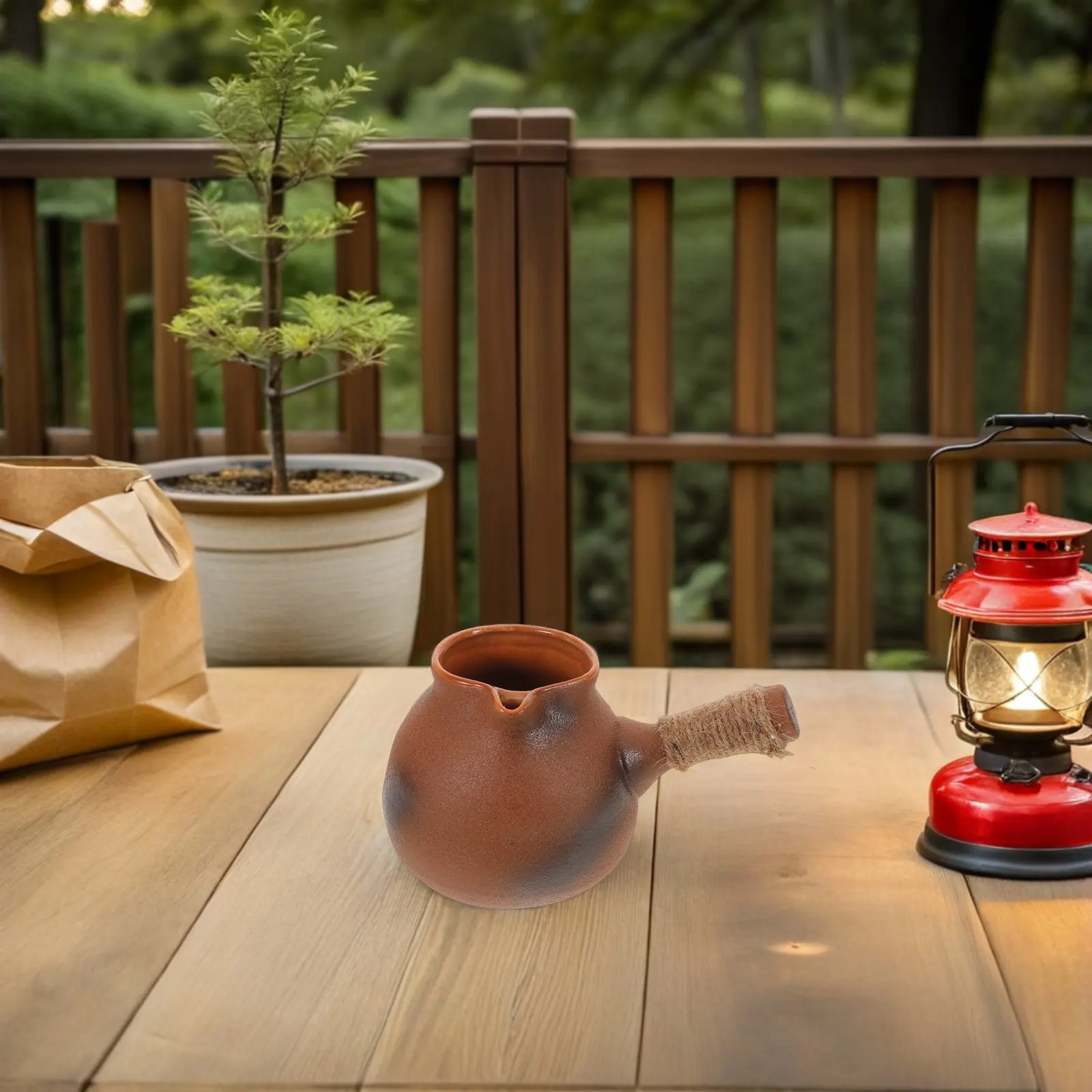 800Ml Handmade Clay Teapot Kettle for Loose Leaf Tea Brewing Soup Simmering Herbal Infusions Stovetop Campfire Travel Outdoor