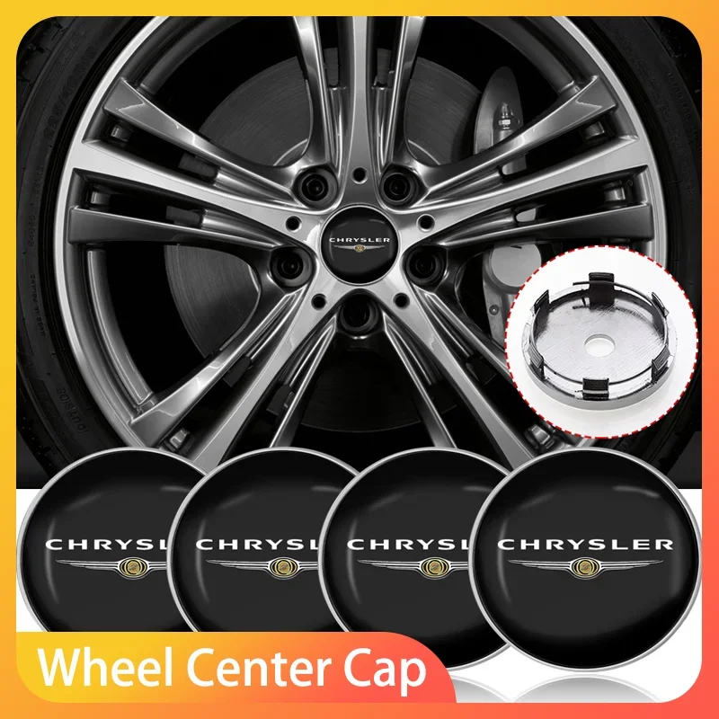 4 peças de adesivos de emblema para tampa central de roda de carro de 60mm para Chrysler 300c Voyager Town Country Grand PT Cruiser Acessórios.