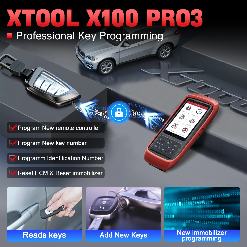 XTOOL X100Pro3 Key IMMO Programming Tool With EEPROM Adapter 13+ Reset Function Full OBD2 Car Code Reader Free Lifetime Upgrades