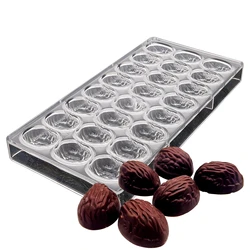 24 Cavities Walnut Shape Polycarbonate Chocolate Mold Hard Plastic Fruit Nuts Ice Maker Sugarcraft Moulding DIY Bakery Gadgets