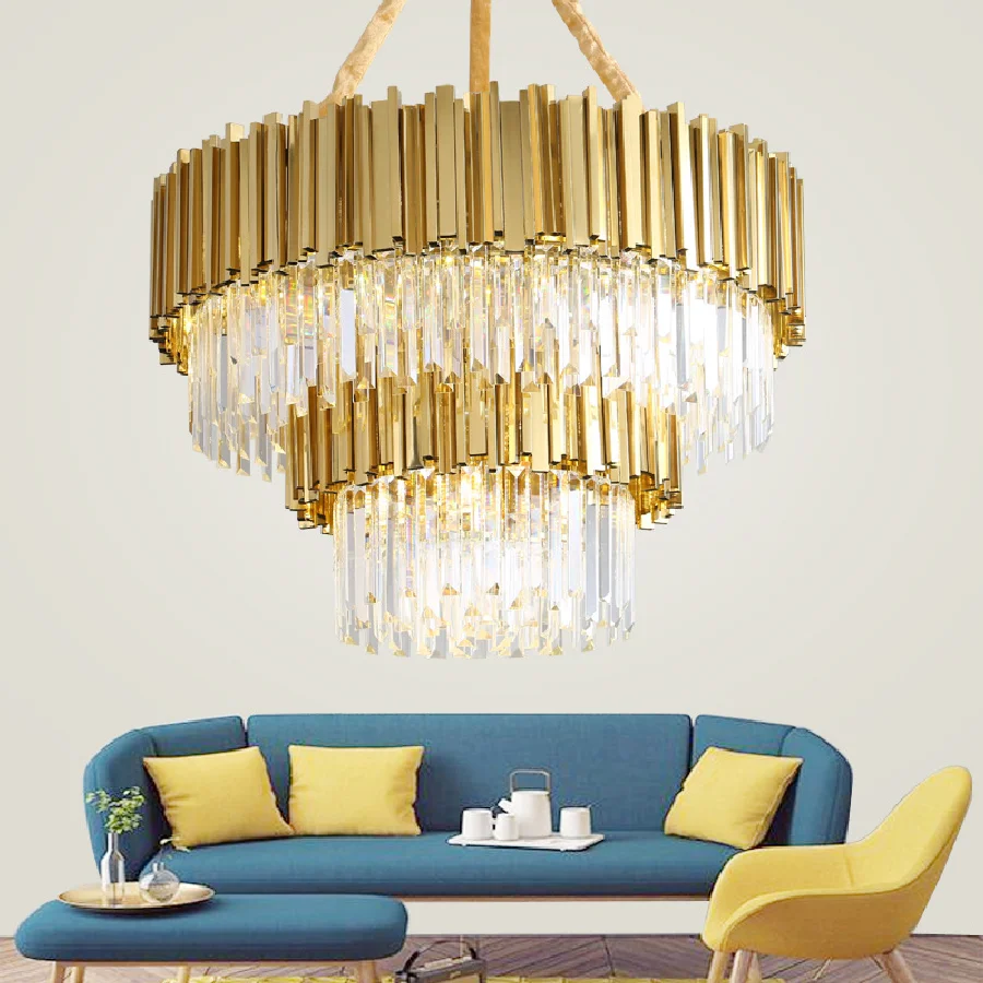 

Luxury Round Gold Metal E14 Led Chandelier Modern Living Room Lustre Chandelier Lighting Chain Hanging Lamp Led Lighting Fixture