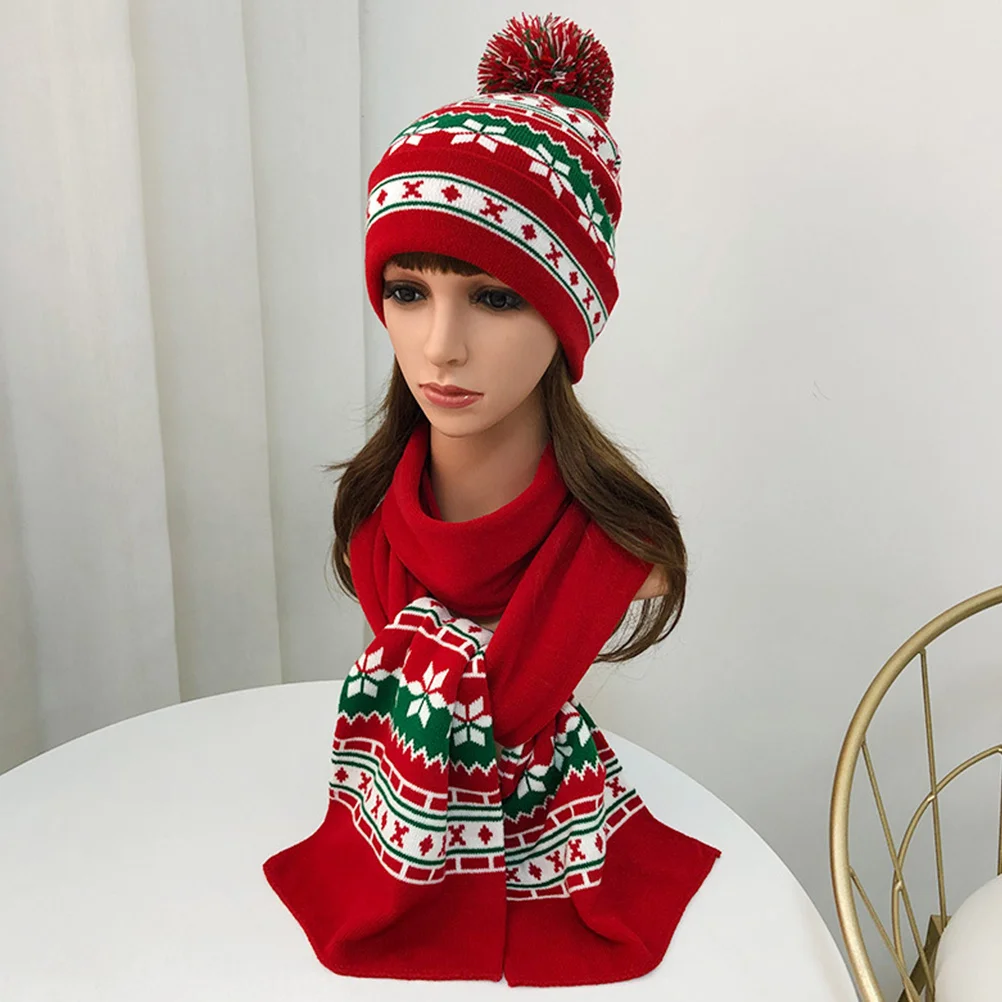 1 مجموعة عيد الميلاد محبوك قبعة وشاح مجموعة أطفال دافئ دافئ الشتاء الزي الملحقات الأنشطة في الهواء الطلق التزلج المشي لمسافات طويلة