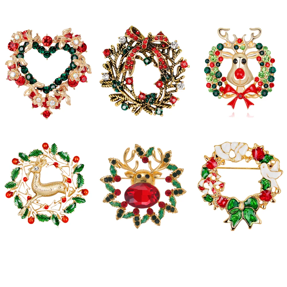 Christmas Limited Edition Love Wreath Brooch Peace Dove Elk Christmas Pin XMAS Holiday Atmosphere Coat Suit Pins Accessories