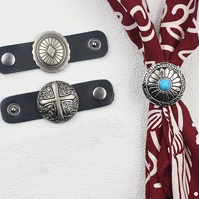 Vintage Seidenschal-Clips im Western-Stil für Herren mit Schiebeverschluss und Sicherungsschlaufe, vielseitiges Seidenring-Accessoire für Halstücher.