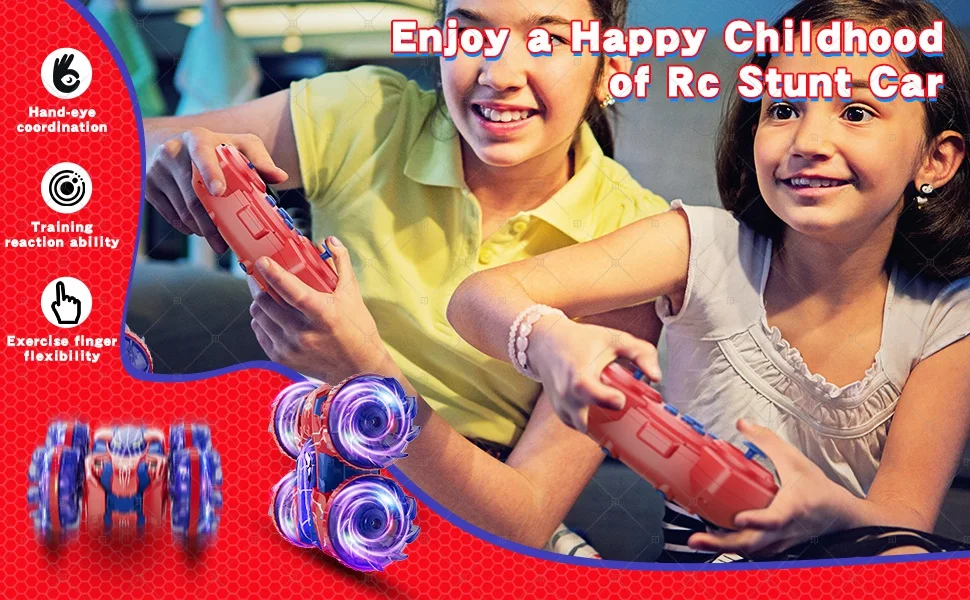 

Toy remote control car gesture sensing RC stunt car 360 degree rotation amphibious belt light children's red